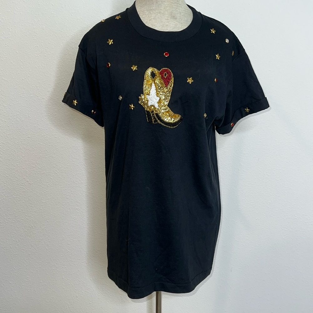 🔹 Gepetto Vintage Embellished Western Cowboy Tee